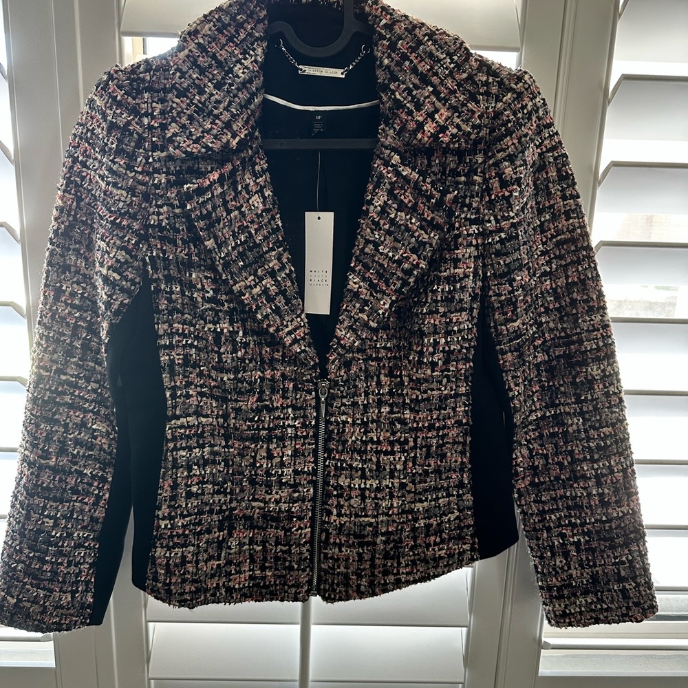 White House Black Market Blazer Black and Pink Tweed